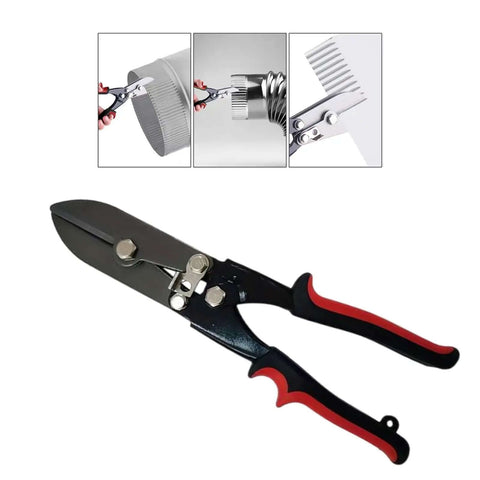 Five Blade Metal Sheet Crimping Tool In Steel With Ergonomic Nonslip Handle For Gutter And Pipe Systems, used on pipes.
