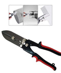 Five Metal Sheet Crimping Tool Made From High Carbon Steel With Ergonomic Nonslip Handle for gutters and pipes shown with examples
