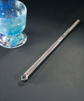 Carbide woodturning tool with square cutter on a 12-inch steel shaft; side view