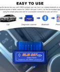 Easy to use guide showing Two Pack Bluetooth OBD2 Diagnostic Scanner Kit For Android And Windows ELM327 Wireless Car Code Reader
