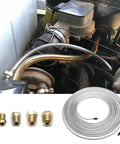 Front view of automotive copper brake line kit: 25 ft of 3/16 inch zinc-plated copper line with 16 inverted-flare fittings.