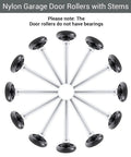 1 3/4 Inch Nylon Garage Door Rollers With 4 Inch Stems No Bearings Zinc Plated 12 Pack arranged in a circle