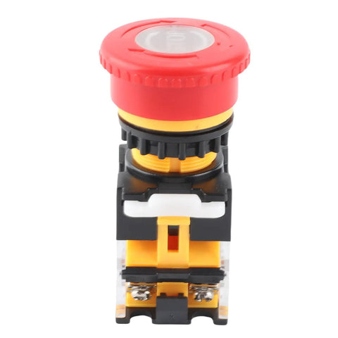 Hella Reliable Dead Simple Heavy Duty Self Locking Mushroom Head Push Button Red 22mm Emergency Stop Switch With Quick Twist Reset For Industrial Control Panels