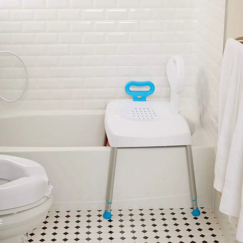 Easy Transfer Shower Bench With Back For Tub And Bathtub Safe Seat For Seniors Adjustable Height Shower Chair With Non Slip Tips And Drainage