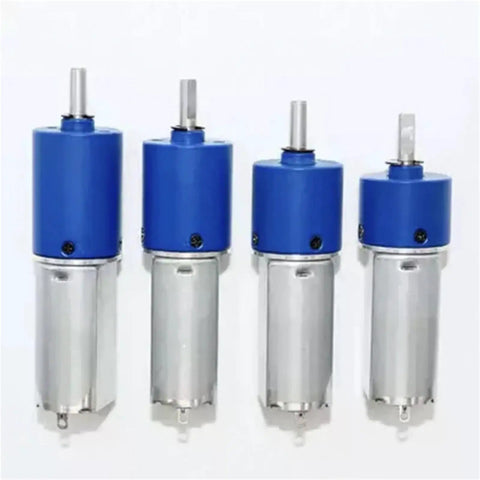 Miniature DC Reduction Motor with all metal planetary gearbox, sixteen millimeter compact drive shown in multiple units