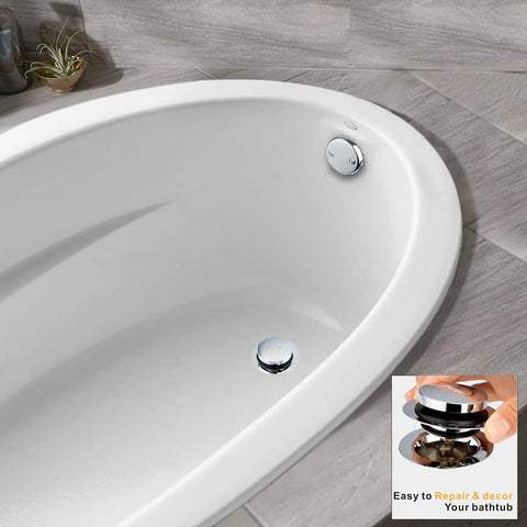 Universal Bath Drain Stopper And Cover With Tip Toe Design Replaces Lift And Turn Drains Easy Install Chrome Plated in tub