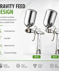Kick Your Diy Painting Projects Into High Gear With This Pro Grade Spray Gun Featuring Forged Metal Nozzle And Solid Brass Cap For Slick Water Base Coats And Quick Mess Free Cleanup - Gravity feed design with top mounted cup for smooth paint flow.