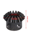 Tapered Bevel Pinion Gear With 12mm Hole Diameter, 45 Steel, 1.5 Module, 16 Teeth, with dimensions for industrial use.