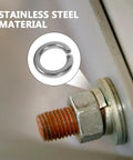 Stainless Steel Spring Lock Washers Set With Optimized Pressure Distribution 200 Pieces shown on bolt securing application