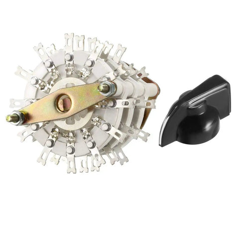 6 Pole 5 Position 3 Deck Band Selector Rotary Switch with Knob, PCB Panel Mount, 36 Pin, 9.7mm Mount Hole, 6mm Shaft, Black Knob Included