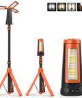 Rechargeable Camping Light With Stand Seven-Foot Max Height, 15000mAh Beast Portable Cordless LED Work Light, 5500 Lumen Dimmable Emergency Flashlight With Detachable Tripod, Color Temperature 6500K/4500K/3500K, Orange.