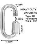 Beefy 30 Pack Quick Link Chain Five Sixteenth Inch Locking Carabiner Links For Porch Swing Hammock And Shade Sail 1200 Lbs