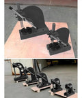 Industrial Workhorse Heavy Duty Manual Arbor Press, 3 Ton Capacity Mandrel Bench Tool With Four Hole Anvil shown from different angles.