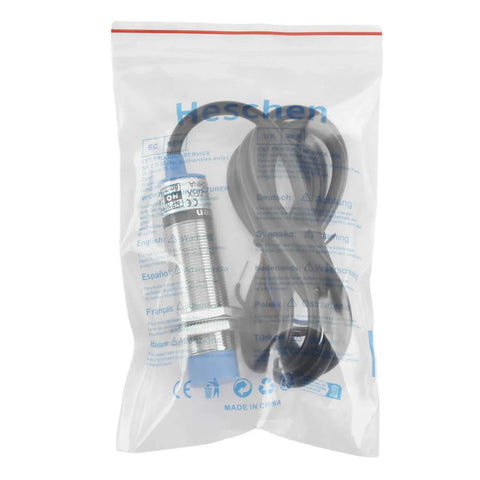 Inductive Proximity Sensor Switch No Fuss 8mm Detection Distance Non Shield Type Three Wire NPN Normally Open 10 To 30 VDC 200 mA Output M18 Mount LJ18A3 8 Z BX Blue Body in plastic bag with cable