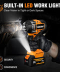 Beefy Half Inch Brushless Impact Wrench With 3000 RPM Three Speed Modes High Torque used under car with built-in LED light