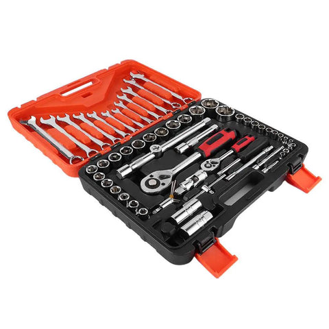 Must Have 61 Piece Socket Set With Ratchet Wrench Sleeve Heavy Duty Steel Auto Repair Tool Kit For Car Maintenance And Home DIY