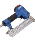 Badass Precision Pneumatic Brad Nailer 18 Gauge Air Powered Nail Gun for woodworking with ergonomic soft grip and F30 fastener slot.
