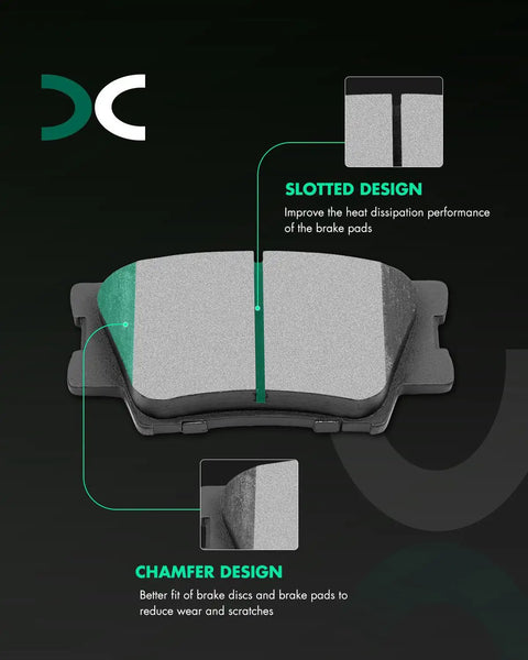 Front And Rear Ceramic Brake Pad Set For Lexus ES300h 2013 To 2018, ES350 2007 To 2018, Toyota Avalon 2008 To 2018, And Camry 2007 To 2017