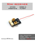 Mini receiver for indoor RC airplane setup, 18x12x6.5mm, with multiple connectors for easy integration.