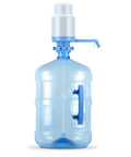 Universal Manual Drinking Water Pump For 3 To 5 Gallon Bottles With Adjustable Tubing And Durable Cylinder Case Easy To Use No Fuss Bottle Pump attached to a water bottle.