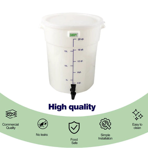 Five Gallon Round White Cold Brew Bucket System For Commercial Use With Drip Free Spigot And Recipe Guide Ideal For Home Office