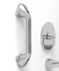 16.5 Inch Suction Bath Grab Bar with Indicators for Balance Help Shower Handle on Flat Non Porous Tiles Silver Grey Secure Grip