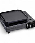 Butane Camp Stove With Flat Top Griddle Included Portable Piezo Ignition Diecast Aluminum Nonstick Coating Tent Camping Stove For Outdoor Cooking And Kitchen Powerful Burners For Grilling Boiling