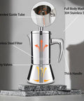 12 Cup Thickened 304 Stainless Steel Moka Pot Stovetop Espresso Maker For Induction Kickass Cafeteras Italian Percolator Mocha Coffee Machine