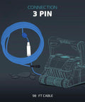 Genuine Replacement 98 Ft Blue 3-Wire Communication Cable With Swivel For Tangle-Free Operation Heavy-Duty Pro-Grade Remote Bluetooth Models