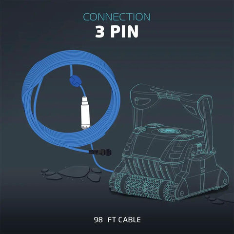 Genuine Replacement 98 Ft Blue 3-Wire Communication Cable With Swivel For Tangle-Free Operation Heavy-Duty Pro-Grade Remote Bluetooth Models