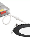 4 Inch LED Recessed Wafer Downlight Edge Lit Ultra Thin Matte Black Flat Trim 5 In 1 Switchable White Color Temperature 120V 90CRI