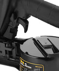 Close-up of the Fifteen Degree Two And A Half Inch Coil Siding Nailer With Magnesium Housing, showing magazine and grip details.
