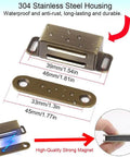 Heavy Duty Magnetic Cabinet Catches 2 Pack Holds Up To 15 Lbs Cupboard Door Magnets Stainless Steel, close-up view, measurements shown