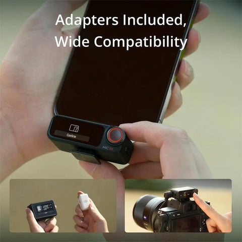 Plug-And-Play All In One Wireless Microphone System With 2 Transmitters And 1 Receiver connected to phone and camera