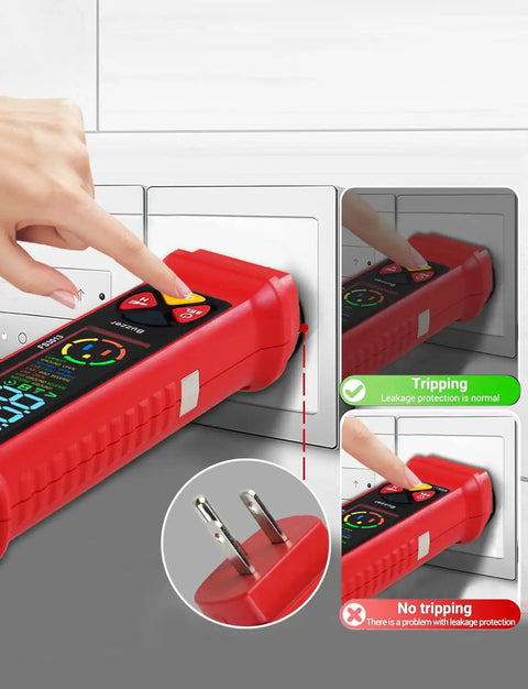 Non Contact Voltage Tester With LCD Display And Bright Flashlight, Dual Range 2 To 440 Volts AC used for socket testing.