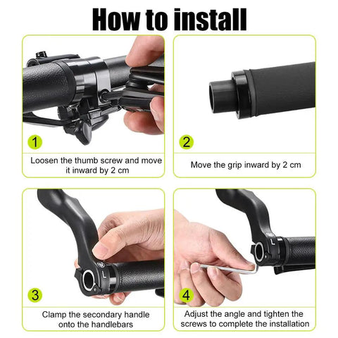 Installation guide for Ergonomic Bike Handlebar Grips Set With Multi Angle Adjustable Bar Ends For Comfortable Hand Position And Reduced Strain Night Glow Fluorescent Effect For Easy Night Rides Fits 21.8 to 22.2mm Bars Great Upgrade For Road And Mountain Bikers