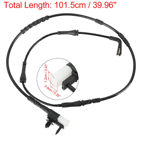 Front view of rear brake pad wear sensor cable with connector and clip; black, 101.5 cm, Jaguar F-Pace 2017-2018