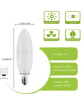 Bright 12W LED Candelabra Bulbs 6000K Torpedo Shape, 1200 Lumens, 85 To 100W Equivalent, E12 Base diagram