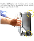 Screen Magnifier For 21 Point 5 Inch And 22 Inch Widescreen Monitors With Fresnel Lens And Optical Grade Acrylic Doubles Image Size For Easy Read No Fuss Lightweight And Fully Assembled installed on LCD monitor