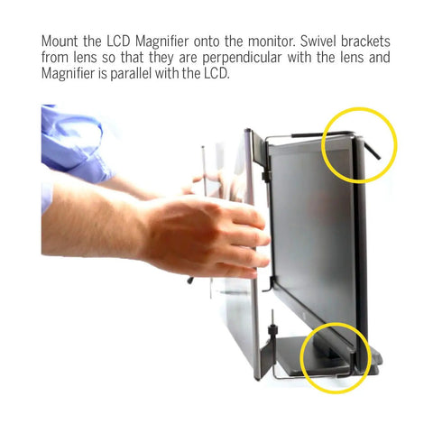 Screen Magnifier For 21 Point 5 Inch And 22 Inch Widescreen Monitors With Fresnel Lens And Optical Grade Acrylic Doubles Image Size For Easy Read No Fuss Lightweight And Fully Assembled installed on LCD monitor