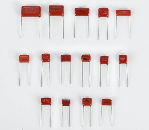 Metallized Film Capacitor Kit 180Pcs With 15 Values CBB22 Polypropylene DC Capacitors 0.001uF To 0.56uF 400V And 630V Ratings