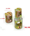 Heavy Duty Furniture Barrel Nuts And Cross Dowel Hammer Nuts Set Of 10, showing M6/M8 sizes in various lengths