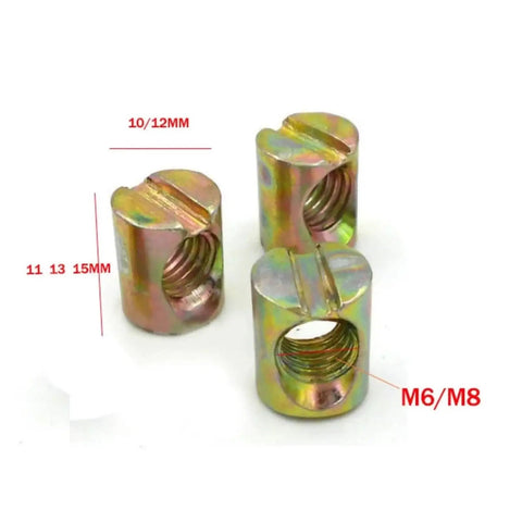 Heavy Duty Furniture Barrel Nuts And Cross Dowel Hammer Nuts Set Of 10, showing M6/M8 sizes in various lengths