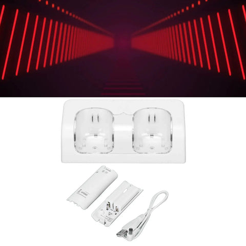 Dual Controller Charging Dock With 2800mAh Battery Pack, Fast Charge Station, Plug And Play Setup, Portable ABS Stand, White