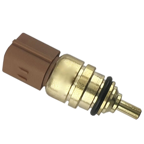 FainWan coolant temperature sensor with brown connector and brass body, side view.