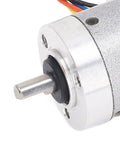Close-up of Hardcore Two Phase Four Wire Mini Gear Motor Crafted From Rust Resistant Stainless Steel Helical Gears with output shaft.