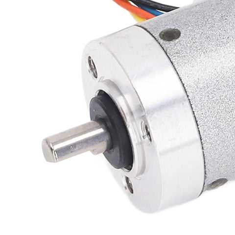 Close-up of Hardcore Two Phase Four Wire Mini Gear Motor Crafted From Rust Resistant Stainless Steel Helical Gears with output shaft.