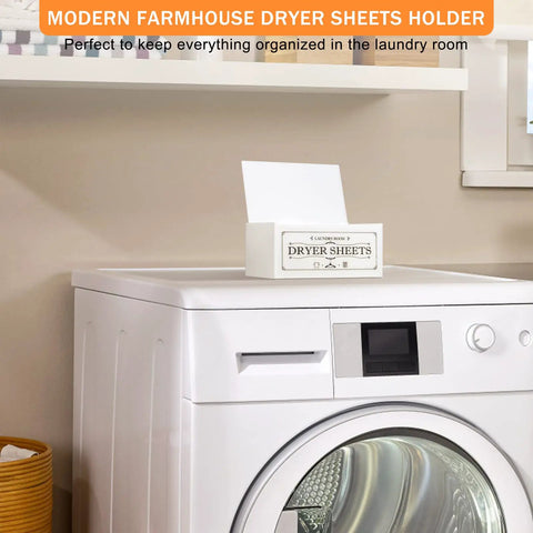 Slick Clear Dryer Sheet Holder With Lid Fabric Softener Dispenser on laundry machine for decor and organization