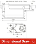 Dimensional drawing of Heavy Duty Electric Linear Actuator 24V DC 900mm Stroke 10000N with detailed measurements.