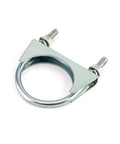 Close-up of carbon steel U Bolt Muffler Tip Exhaust Hook Set, Two Pack, Two And A Half Inch ID Fits Two And A Half Inch OD Pipe